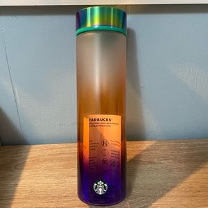NWT Starbucks Ombré Rainbow Glass Water Bottle 2020 Canada 18oz